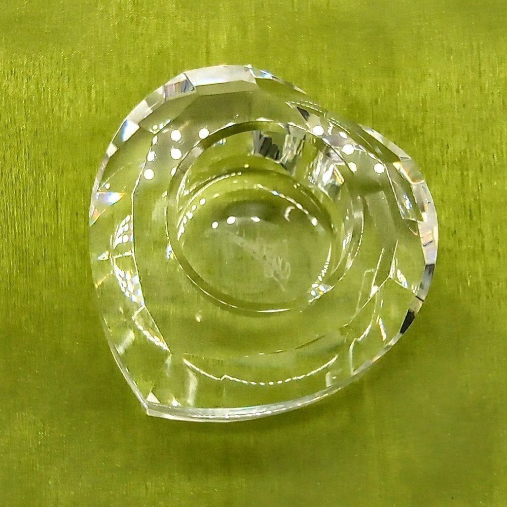 Oleg Cassini Clear Crystal Heart Candle Holder
